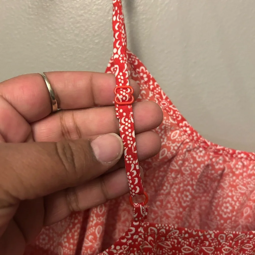 Red Print Babydoll Tank - lightweight & flowy w/adjustable straps